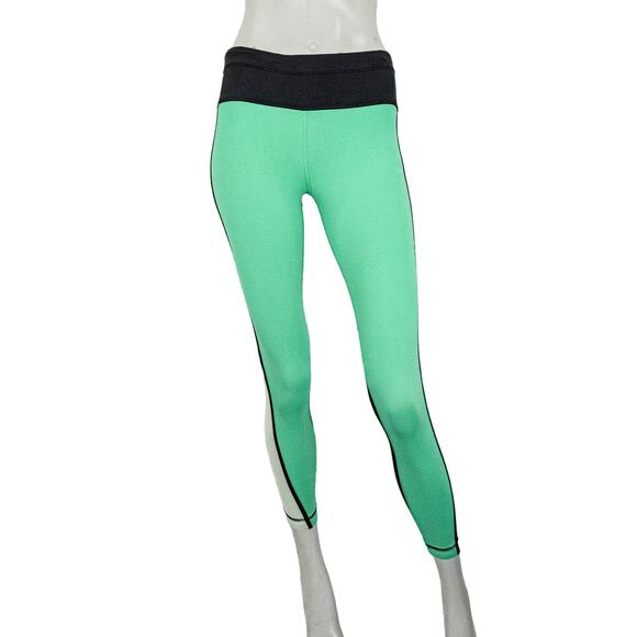 Lululemon two tone Green Black Leggings mesh side size 4 - Picture 1 of 9